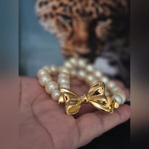 Vintage Richelieu Gold Bow Pearl Bracelet
